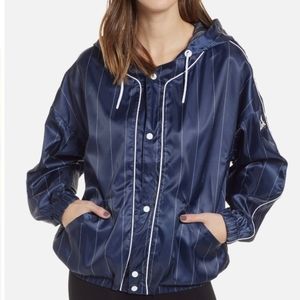 Ivy Park Beyonce Baseball Pinstripe Hoodie Bomber Jacket  Navy XS